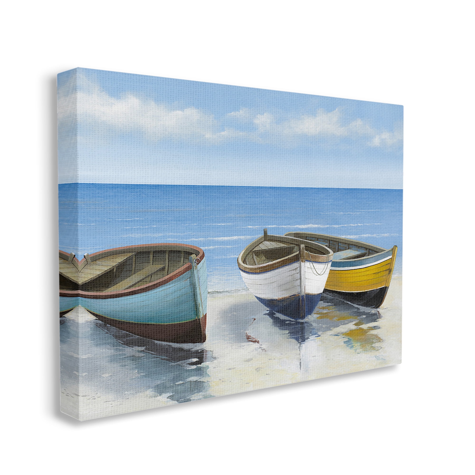 Stupell Industries Coastal Rowboats on Shore Transportation Painting Gallery Wrapped Canvas Art Print Wall Art, 48 x 36