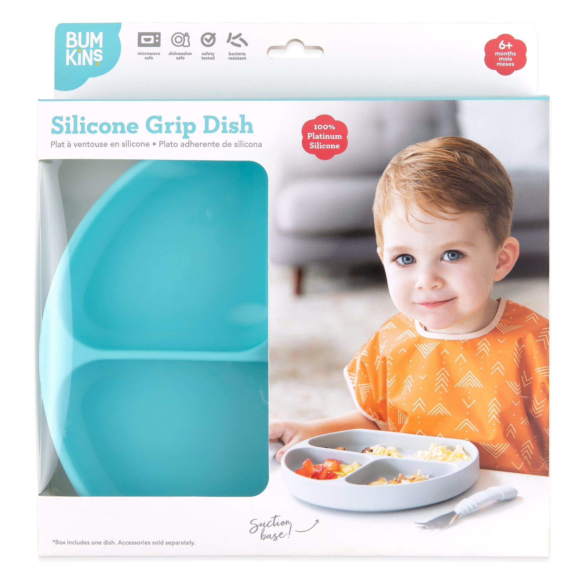 Bumkins Silicone Grip Dish, Baby and Toddler for Ages 6 months+