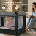 thumbnail image 6 of LINLUX Pack and Play w/ Bassinet & Changing Table, Baby Playard for Toddler, Newborn Crib Baby Bed,Black, 6 of 7