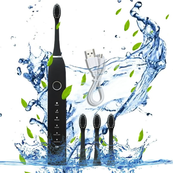 Xihbxyly Cepillo de Dientes Eléctrico, 6 Modos de Limpieza, 4 Cabezales, Eliminación Profunda de Manchas, Resistencia Al Agua Ipx7, Carga Rápida, Batería de Larga Duración, Suave con Los Dientes, par
