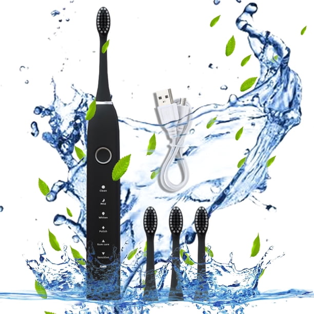 Fiudx Cepillo de Dientes Eléctrico, 6 Modos de Limpieza, 4 Cabezales, Eliminación Profunda de Manchas, Resistencia Al Agua Ipx7, Carga Rápida, Batería de Larga Duración, Suave con Los Dientes, para A