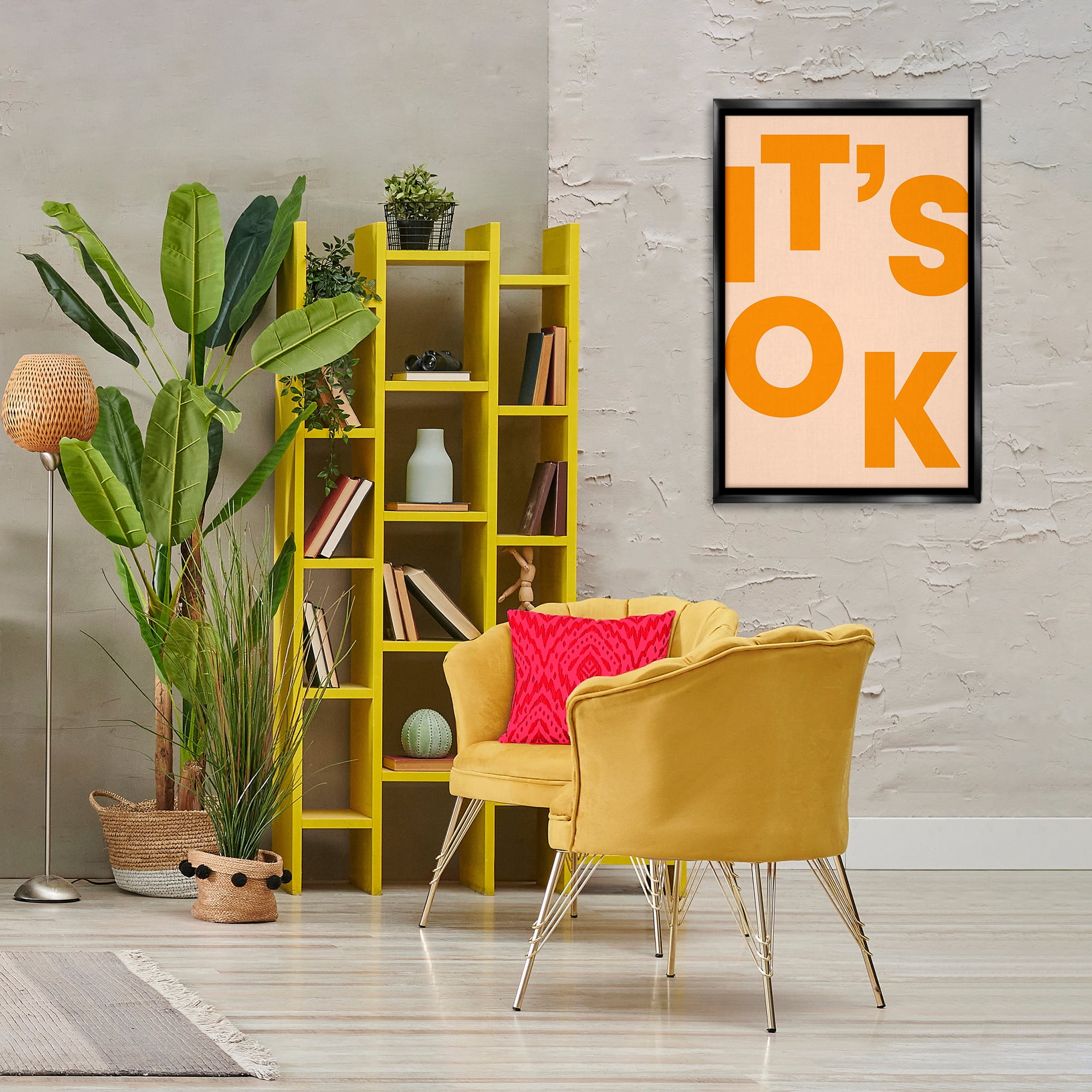 Stupell Industries It's OK Typography Typography Painting Black Floater Framed Art Print Wall Art, 21 x 31