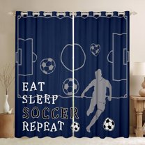 Castle Fairy Boys Girls Eat Sleep Soccer Black Out Curtains,Ball Gamer Curtains Pack of 2 (42x63 Each),Sport Theme Bedroom Curtains,Luxury Bedroom Decor