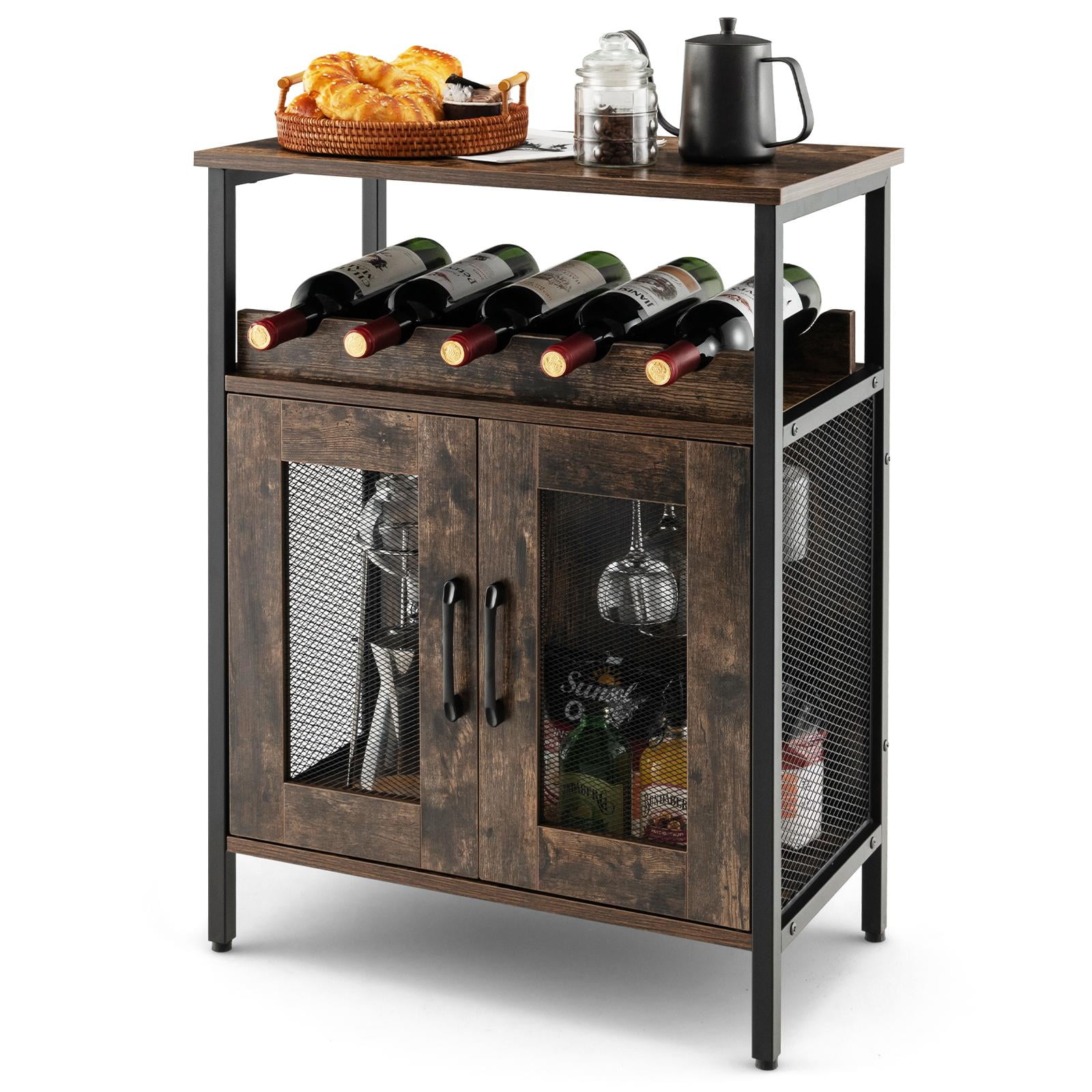 Giantex wine bar cabinet freestanding liquor cabinet w glass rack sideboard coffee bar buffet cabinet Walmart