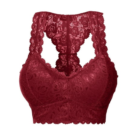 GZWYHT Full Coverage Bra Clearance Bras for Women New Women Plus Size Vest Crop Wire Free Bra Lingerie Sexy V Neck Underwear Lingerie S 3XL  Seamless Bras Lace Bralette Push Up Bra Wine M