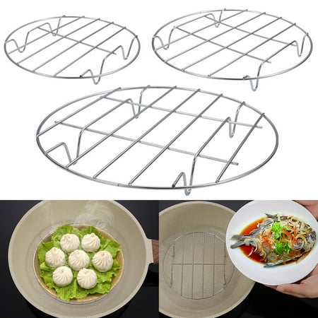 

Hadanceo Stainless Steel Steaming Rack Multifunctional Cooling Rack Round Four-Legged Steaming Rack for Kitchen Cooking