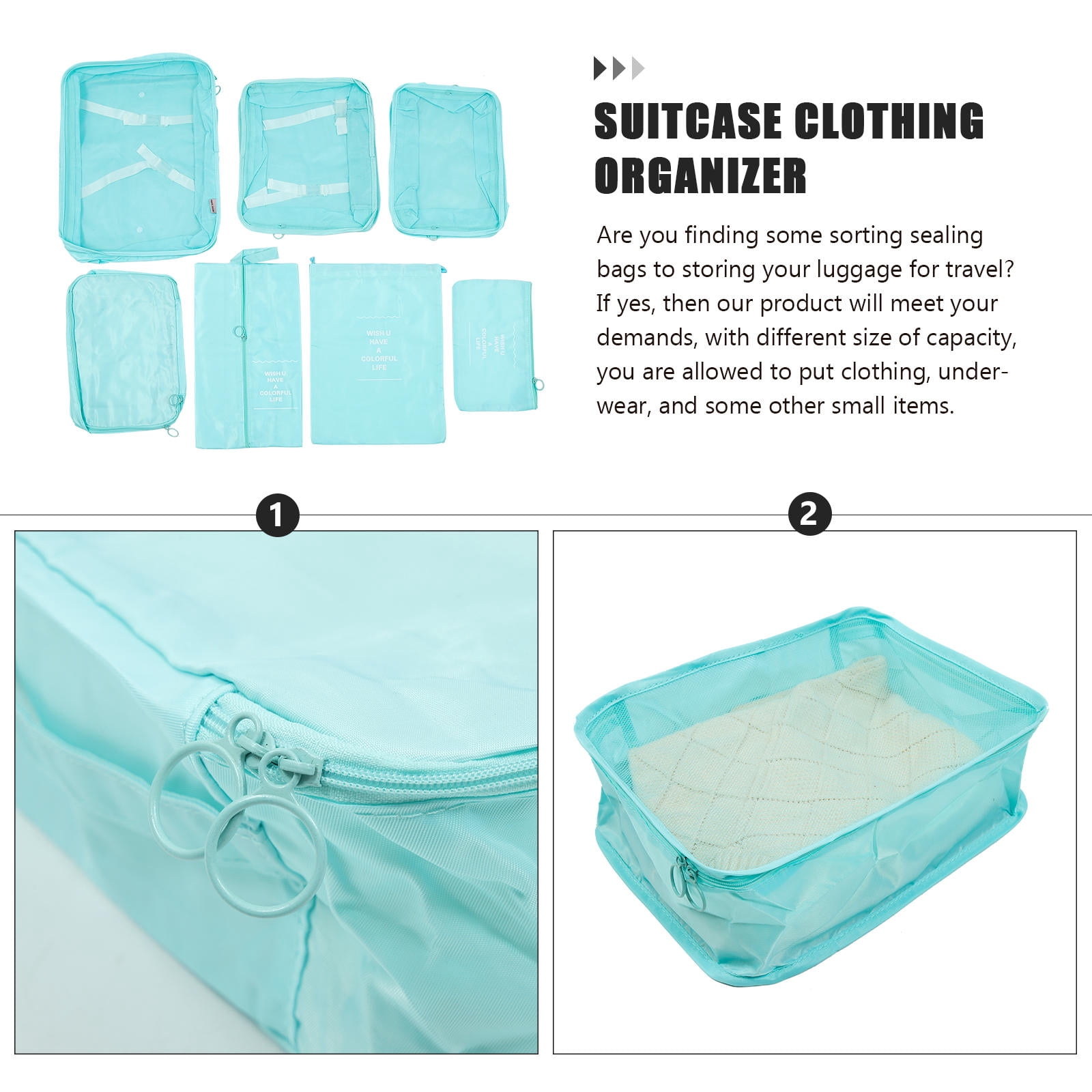 WHAMVOX Clothing Laundry Bag Storage Bag Packing Cubes 41X32.5X11CM Sky-blue