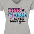 thumbnail image 4 of Inktastic Pink or Blue Auntie Loves You Women's V-Neck T-Shirt, 4 of 5