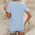 thumbnail image 5 of Ediodpoh Summer Women's Round Neck Short Sleeve Embroidered Flower Jacquard T Shirt Womens Tops Sky Blue L, 5 of 8