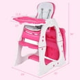 thumbnail image 4 of Baby High Chair, 4-in-1 Convertible Baby Highchair/Booster Seat/Toddler Recliner Chair/Table and Chair Set, Footrest & Safety Harness, 3-Position Adjustable Feeding Tray for Infant(Pink), 4 of 10