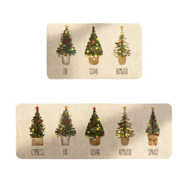 SIfdSeng Get it Fast Kitchen Rugs and Mats Of 2 Xmas Rugs Kitchen Mats Plaid Doormat for Kitchen Washable Runner for Xmas Home