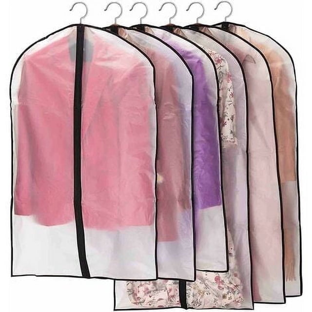 Funda para ropa, 6 piezas, fundas para ropa de alta calidad, tela transparente y transpirable, para trajes, vestidos, abrigos, chaquetas, camisas, vestidos de noche, bolsa para traje