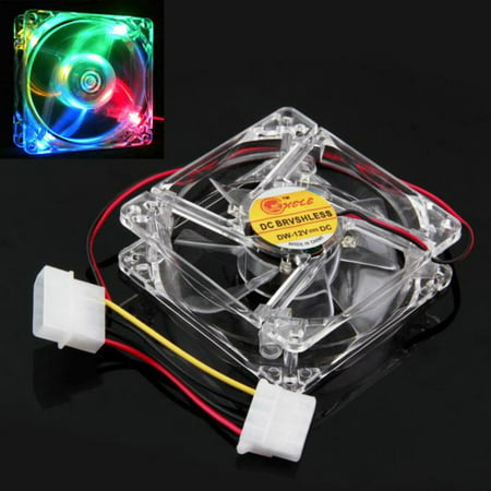 Colorful Quad 4-LED Light Neon Clear 80mm PC Computer Case Cooling Fan