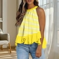 thumbnail image 3 of Diufon Womens Fashion Tank Tops Summer Ruffle Hem Stripe Sleeveless Shirts Casual Loose Back Tie Pleated Tops, 3 of 7