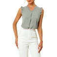 thumbnail image 1 of INSPIRE CHIC Women's Ruffled Sleeveless Pullover V- Neck Work Blouses Tops Grey S, 1 of 6