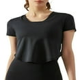 thumbnail image 1 of Femmes Entraînement T-Shirts Manches Courtes Ourlet Courbé Yoga Tops, 1 of 6