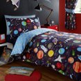 thumbnail image 1 of Azul Espacio Exterior Planetas Niños Ropa de Cama Twin Funda Nórdica Set Rockets Estrellas Azul Marino, 1 of 4