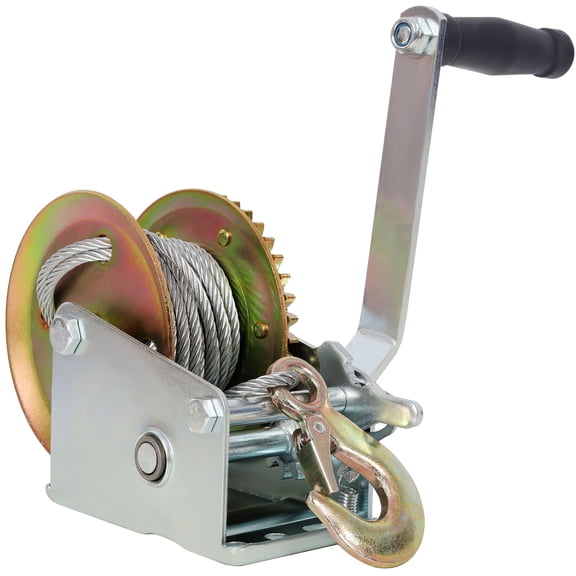 S-HOME 1200LBS Hand Winch, 32.8FT Steel Cable, 4:1 Gear Ratio, Two-Way Ratchet for Trailer, Boat, ATV Towing
