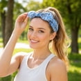 thumbnail image 3 of Bandana Print, Stretchy Headbands for Women, Bow Hairband, Wrap, Elastic Band, Knotted Style, Burgundy Red, Casual Outings, 1 Pc, 3 of 6