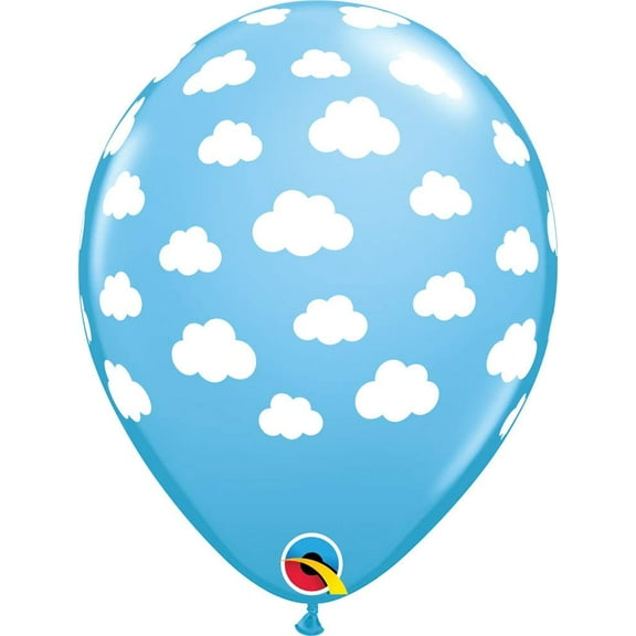 DalvayDelights 12 11" Qualatex Brand White Cloud Latex Balloons Sky Light Blue Printed Baby Shower Party