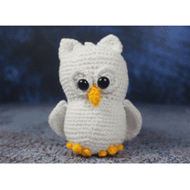 Little White Owl Crochet Toy, Cute Owl Stuffed Amigurumi Gift Toy , Owl Animal Theme Toy