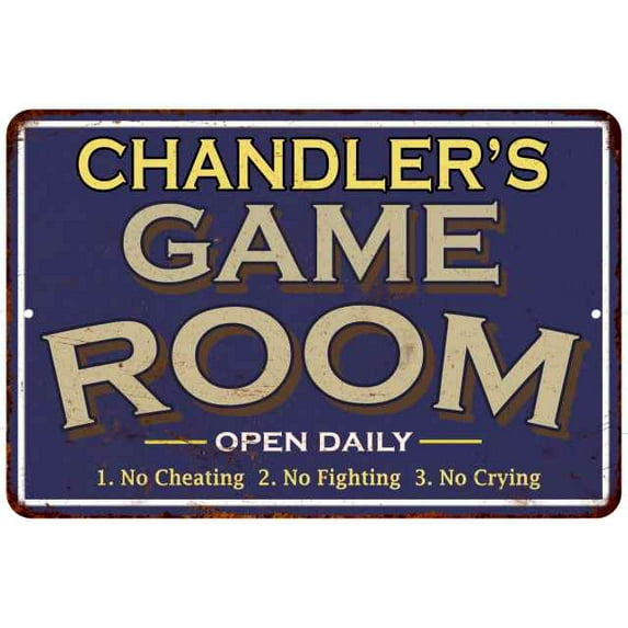 CHANDLER'S Blue Game Room Sign Metal 12 x 18 Matte Finish Metal 112180002073