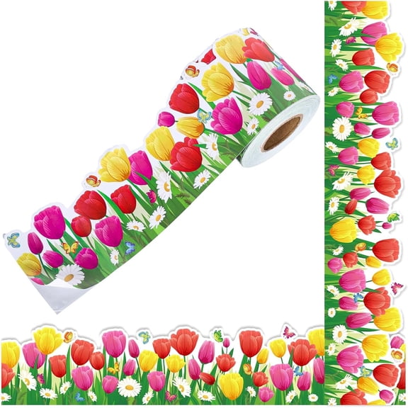 lixuesong Decorative Bulletin Board Trim for School, Classroom Home Scalloped Border Sticker Bulletin Border Trimmer Poster Board