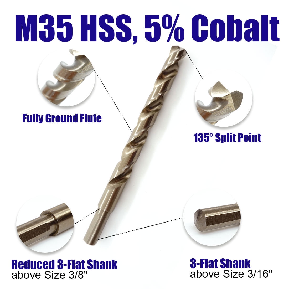 JEFE HEX 29 PCS M35 Cobalt Drill Bit Set, HSS Twist Jobber Drill Bits
