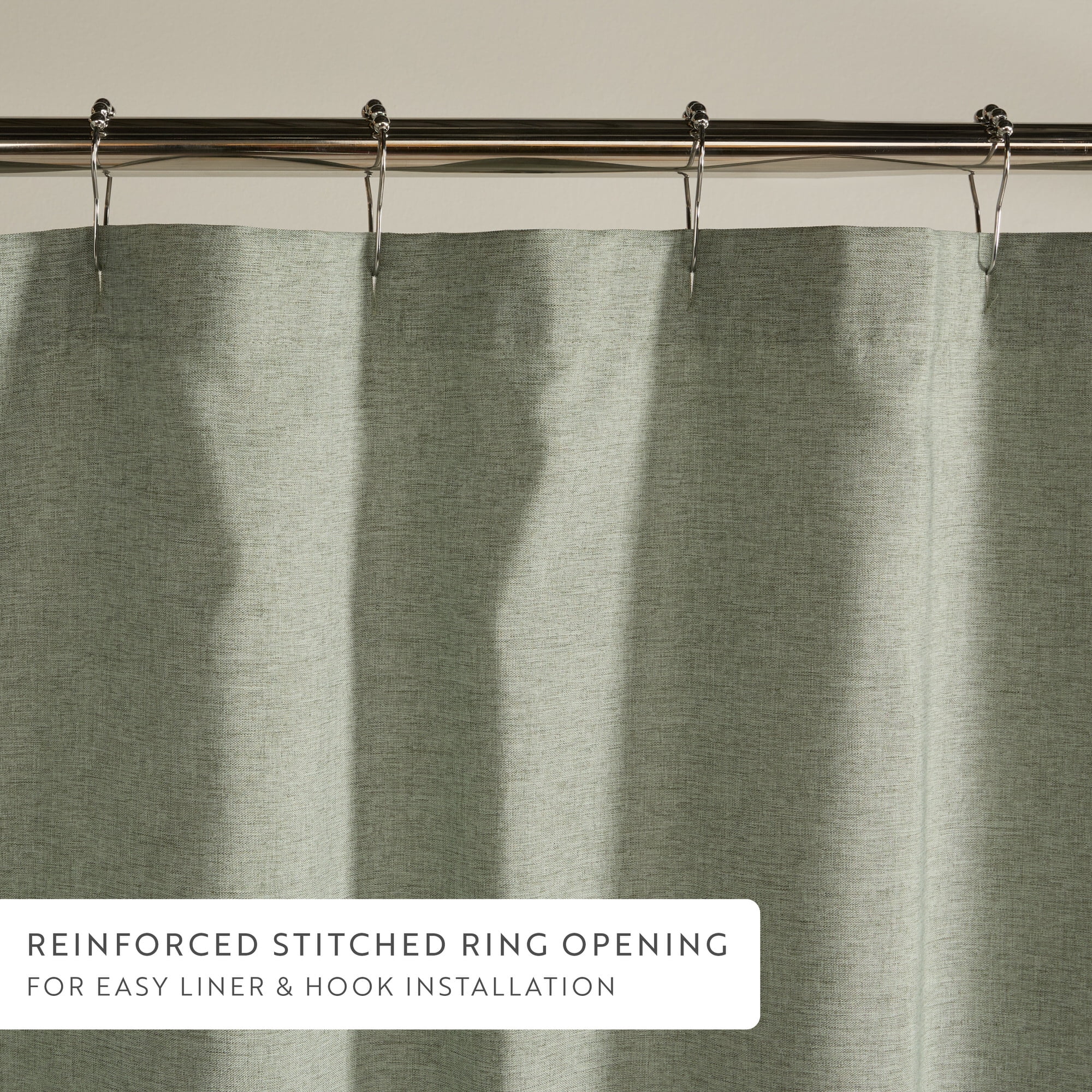 Linen-Look Polyester Shower Curtain in Essential Colors