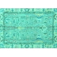 thumbnail image 1 of Ahgly Company Machine Washable Indoor Rectangle Oriental Turquoise Blue Traditional Area Rugs, 4' x 6', 1 of 4