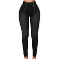 thumbnail image 2 of LoyisViDion Woman Pants Clearance Fashion Women'S Pocket Pants Solid Jeans Casual Pants Low Waist Trousers Black 6(M), 2 of 6