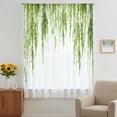 thumbnail image 3 of Green Sheer Curtains 45 Inches Long, Summer Botanical Leaves Watercolor Light Filering Curtains, Breathable Simi Curtain Privacy Drapes for Kitchen Bathroom Lightweight Small Window Treatment, 3 of 9