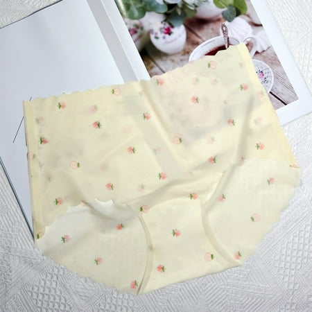 Seamless Thin Briefs  Women s Underwear  Breathable Cotton  Soft Elastic Waistband  Comfort Fit  Daily Wear  Seamless Style  Non-See-Through  Undergarments  Plus Size Clothes for Women | Yellow XL