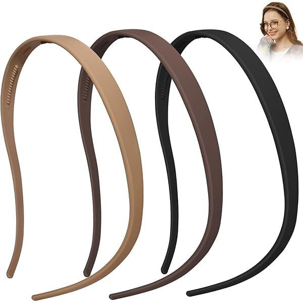 wonima44 3 Pack Headbands Designed for Eyewear,Flex No Pressure Hairbands for Women Comfortable Plastic Headbands with Teeth-Matte Finish