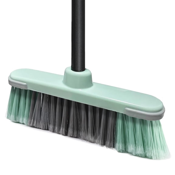Indoor Broom Soft Bristle Brooms - Brooms for Sweeping Indoor Pet Hair, House Broom for Cleaning Hardwood, Tile, and Decking Surfaces Across.（Green