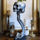 thumbnail image 3 of Maceta de calavera de resina con soporte para columna vertebral, maceta de poliresina con calaveras, decoración de Halloween, estilo retro, color rojo, 3 of 4