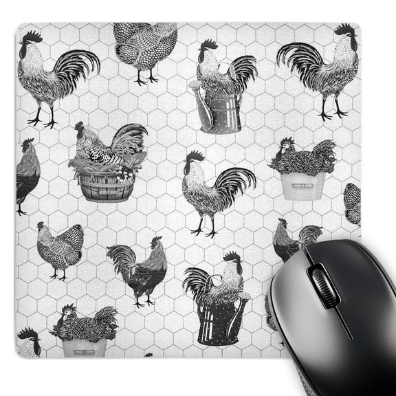 3dRose, Country Roosters In Black n White, MousePad