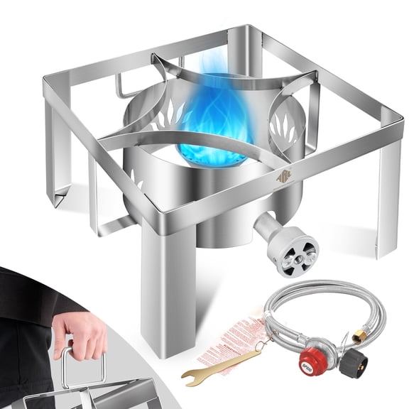 55,000BTU Propane Burner Camping Stove,Outdoor Gas Stove Burner Cooker for Cooking for Turkey Fry,Homebrewing,Crawfish Boil,and More!