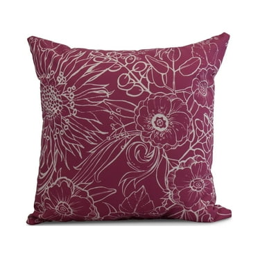 Simply Daisy, 18 x 18 Inch, Zentangle 4, Floral Print Pillow, Pink