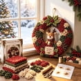 thumbnail image 2 of 3D Christmas Fabric Wreath DIY Kit, DIY Patchwork Kit with Pattern and Supplies,Handmade Holiday Craft Decoration Set for Beginners Front Door, 2 of 7