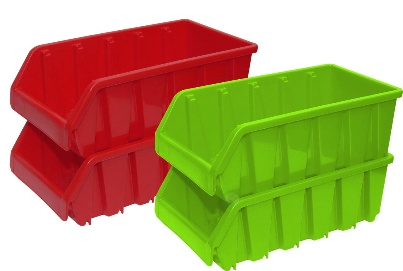 Set Of 4 Multicolored Plastic Rectangle Strong Quality Stackable Storage Boxes 