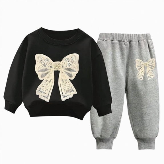 yboeqw Girls Outfit Toddler Baby Girl Long Sleeve Sweatshirt Long Pants Clothes Fall Winter 1T-10T,Size 1-2 Years
