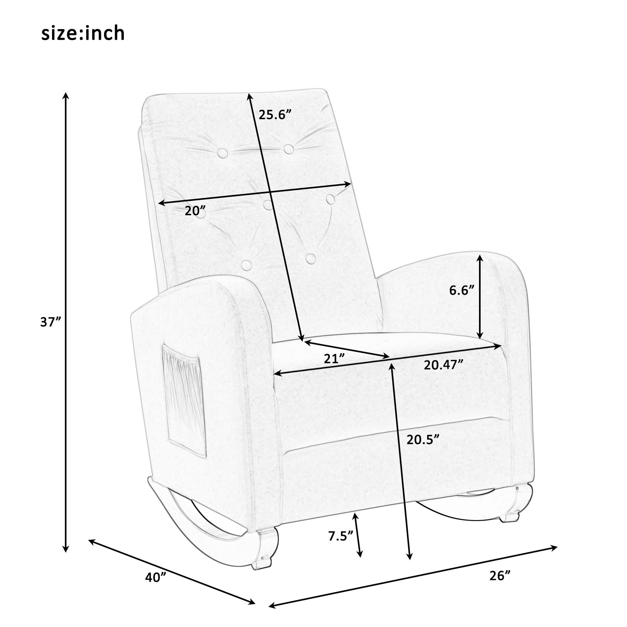 Glavbiku Modern Baby Room High Back Rocking Nursery Chair,Comfortable Rocker Armchair,Gray