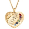 Personalized Women's Silvertone or Goldtone Family Heart Birthstone LOVE Pendant, 18+2"