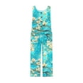 thumbnail image 4 of Boho Jumpsuits for Women Printed Trendy Button Wide Strap Sleeveless Scoop Neck Vintage Baggy Wide Leg Spring Casual Rompers with Pockets Multicolor F S-2XL, 4 of 5