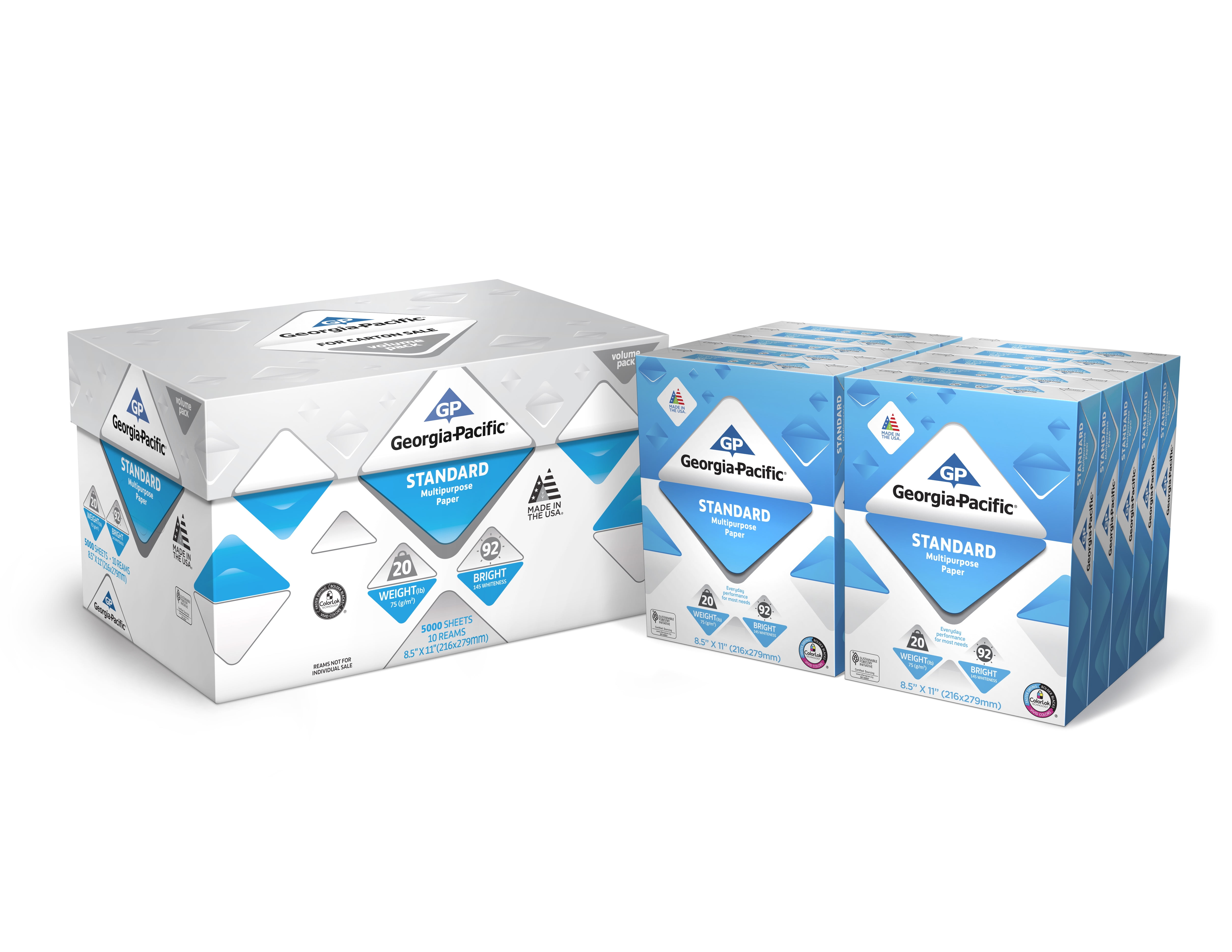 Georgia-Pacific Standard Paper 8.5 x 11, 20lb/92 Bright, 5000 Sheets