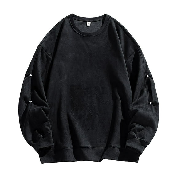 Crewneck Sweatshirts Men Black Pullover Casual Long Sleeve Plus Size Hoodless 2XL