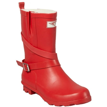 women's red rubber rain boots