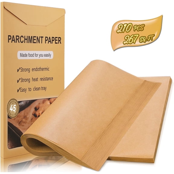 210 Pcs Parchment Paper Sheets, 12x16 Inches Non-Stick Precut Baking Parchment, Heavy Duty Unbleached Parchment Paper