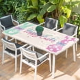 thumbnail image 2 of Happy Easter Table Cloths for 6 Foot Rectangle Tables, Colorful Bunny Love Heart Rabbits Retro Pink Patio Waterproof Elastic Fitted Tablecloths, Washable Rectangular Table Cover for Camping, 2 of 8